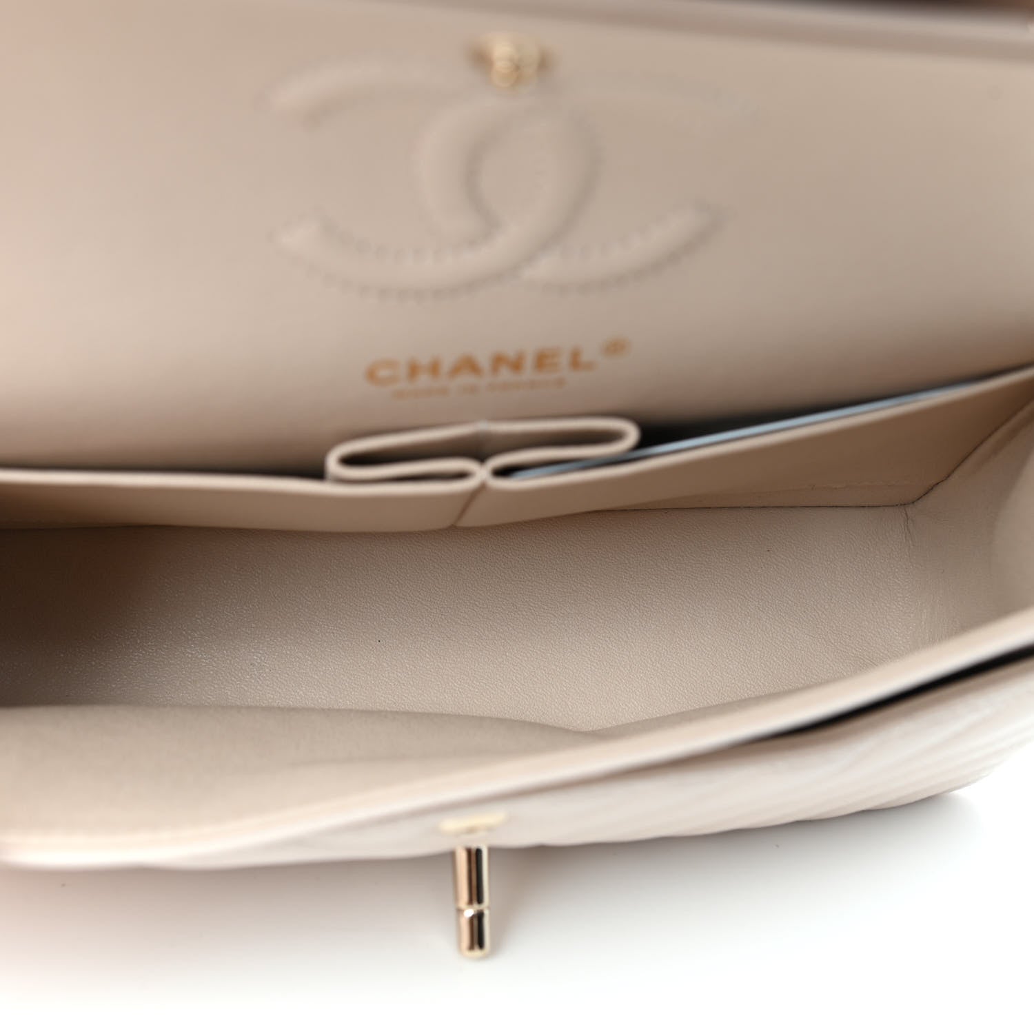 Chanel Caviar Chevron Quilted Small Double Flap Beige 5 of 11