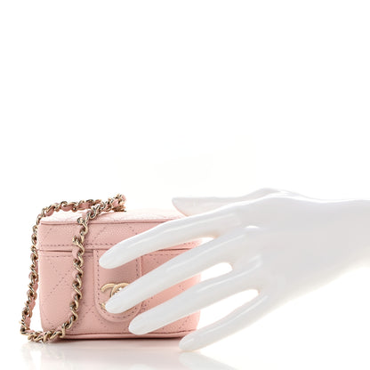 Chanel Caviar Quilted Mini Vanity Wrist Case With Chain Light Pink 2 of 7