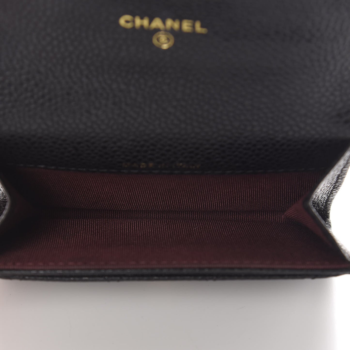 Caviar Quilted Flap Card Holder Wallet Black