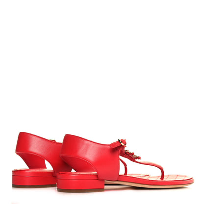 Chanel Lambskin Chain CC Logo Thong Sandals 38.5 Red 4 of 8