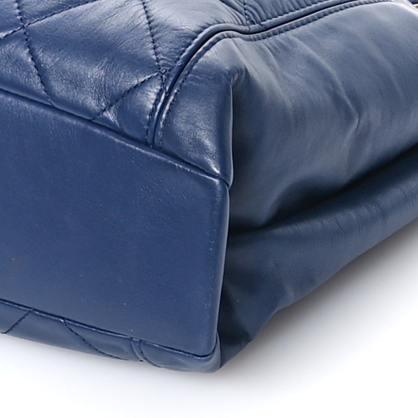 Calfskin Quilted CC Front Pocket Shopping Tote Navy