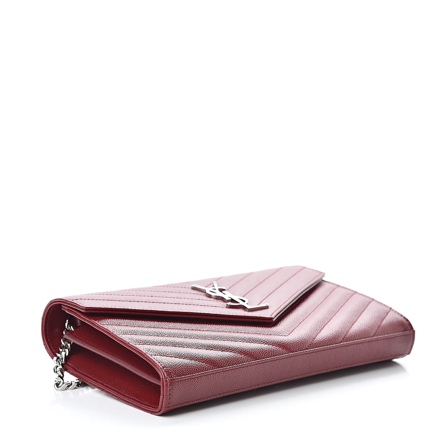 Grain De Poudre Matelasse Chevron Monogram Chain Wallet Palissandre
