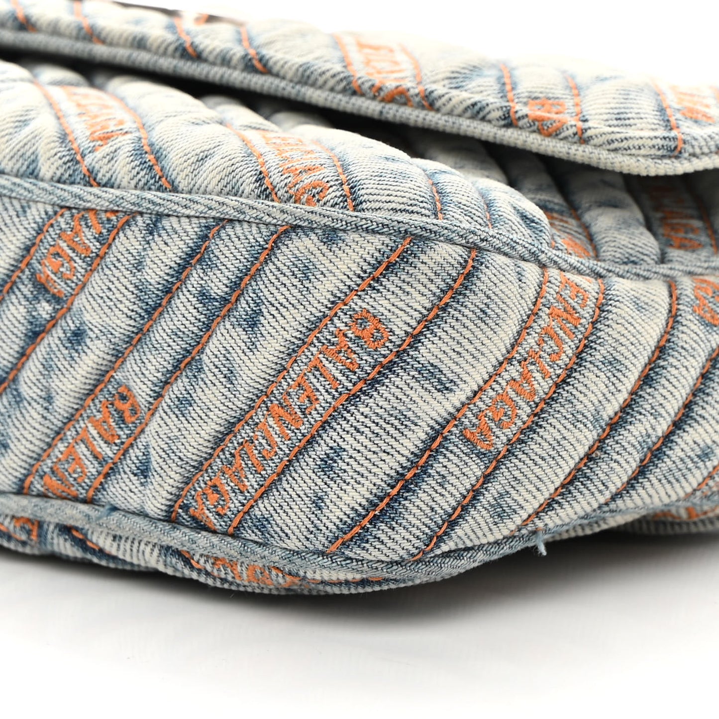 Destroyed Denim Jacquard Logo Matelasse BB Chain Wallet Bluette
