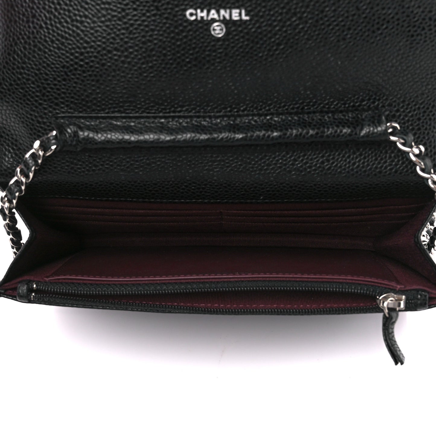 Caviar Quilted Wallet on Chain WOC Black