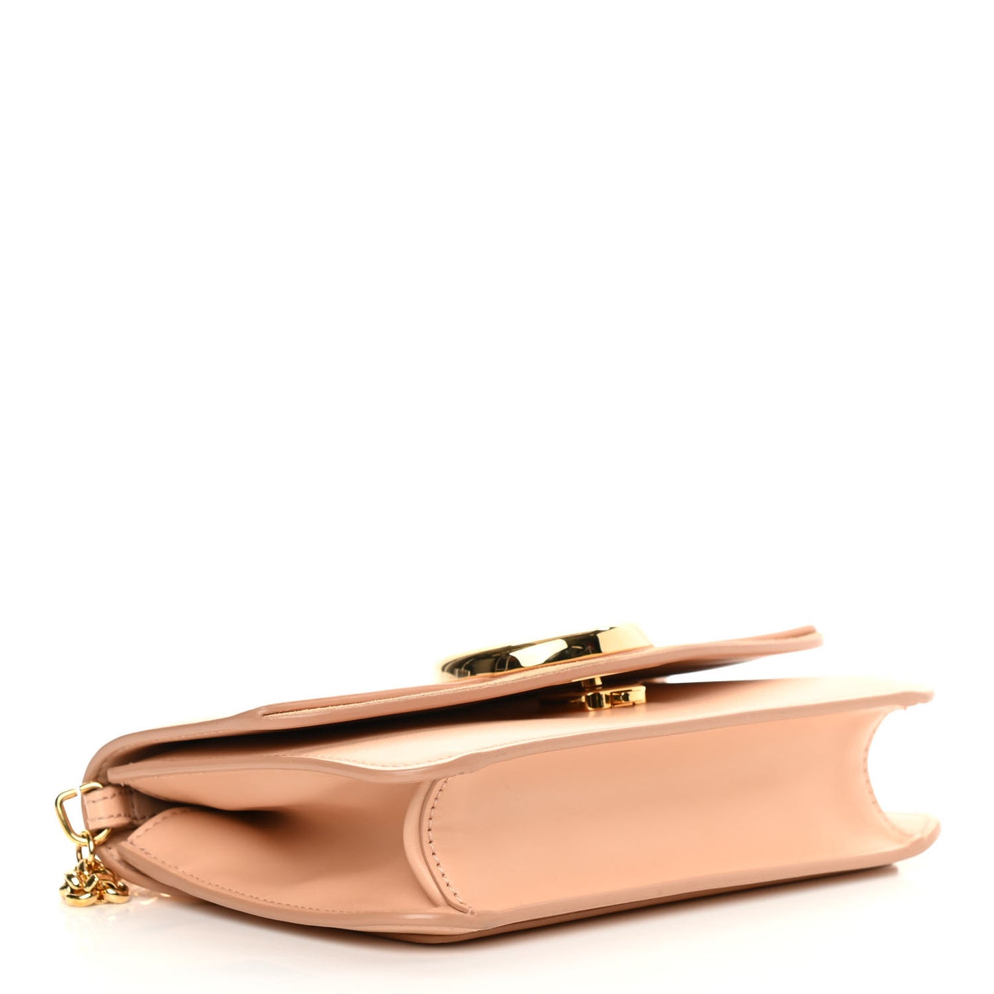 Calfskin Suede C Clutch With Chain Blushy Pink