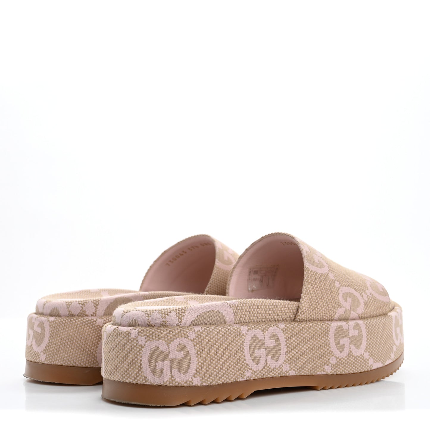 Monogram Jumbo GG Angelina Platform 55mm Slide Sandals 37.5 Beige Perfect Pink