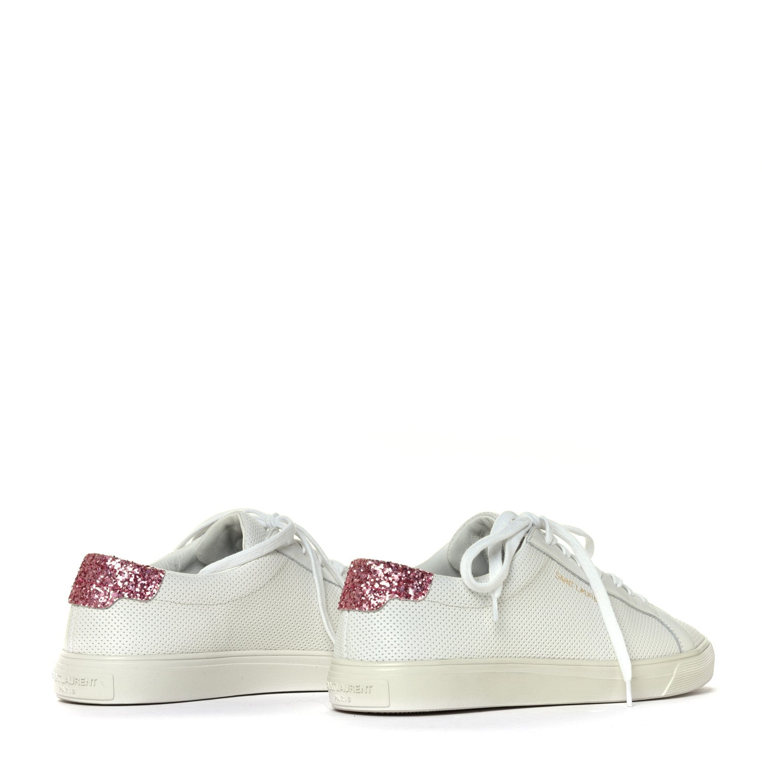 Saint Laurent Perforated Calfskin Glitter Andy Low Top Sneakers 36 4 of 7