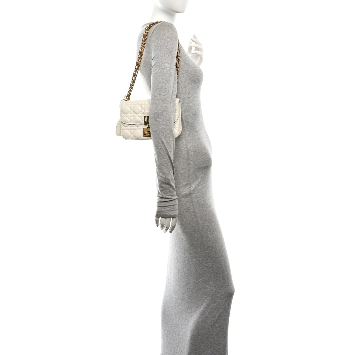 Lambskin Cannage Small Dioraddict Flap Bag White