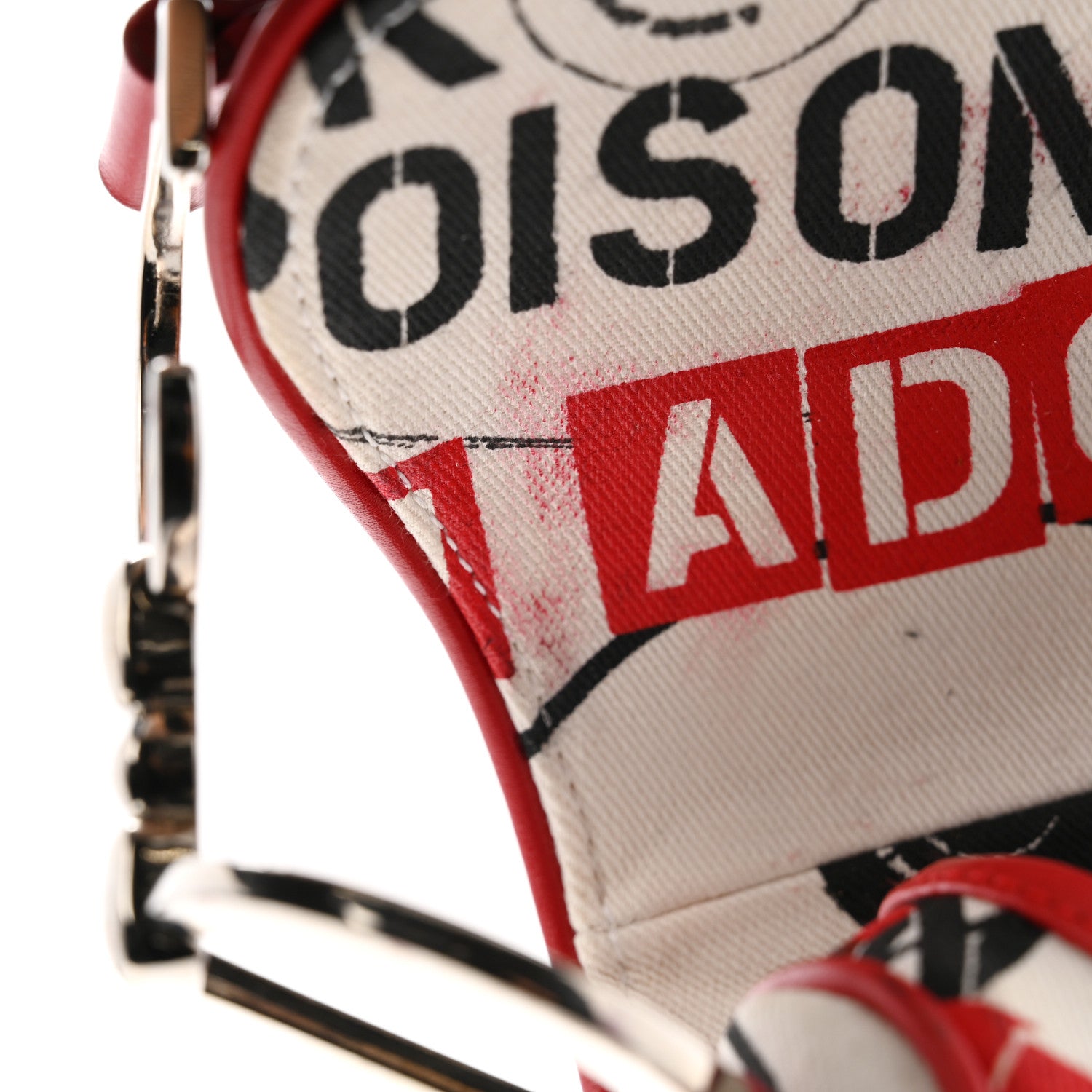 Christian Dior Canvas Hardcore Pierced Saddle Bag White Red Black 12 of 12