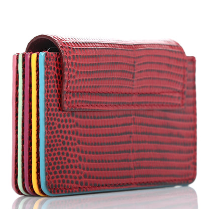 Dolce & Gabbana Stampa Iguana Calfskin Crystal Card Holder Rosso 2 of 4