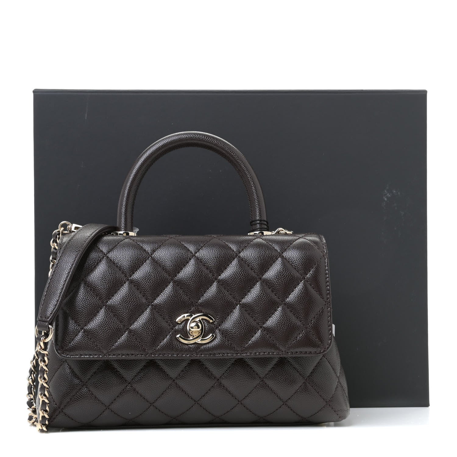 Chanel Caviar Quilted Mini Coco Handle Flap Dark Brown 11 of 11