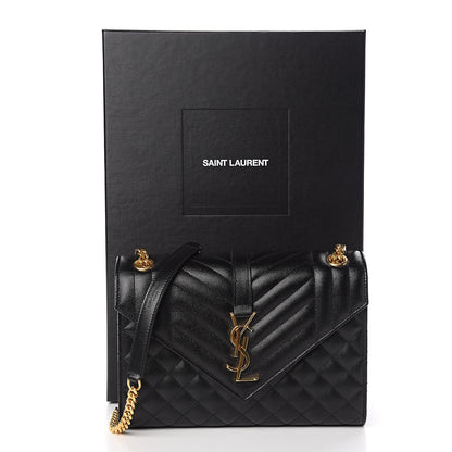 Saint Laurent Grain De Poudre Textured Mixed Matelasse Triquilt Medium Monogram Satchel Black 10 of 10