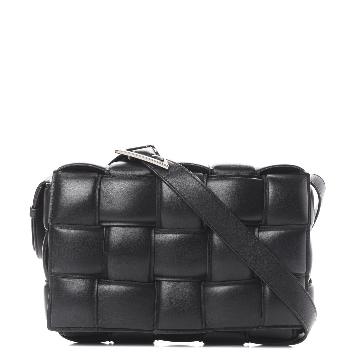 Nappa Maxi Intreccio Padded Cassette Crossbody Bag Black