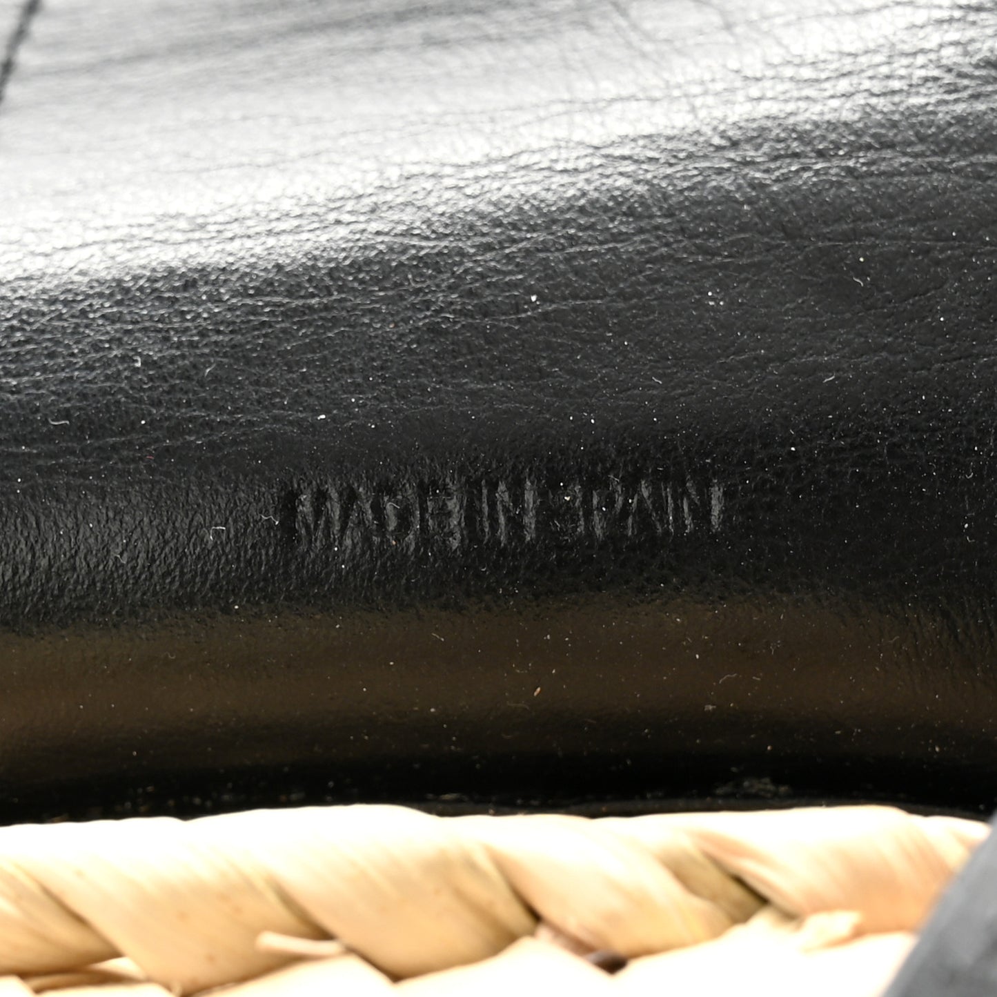 Raffia Smooth Calfskin Small Sense Basket Black
