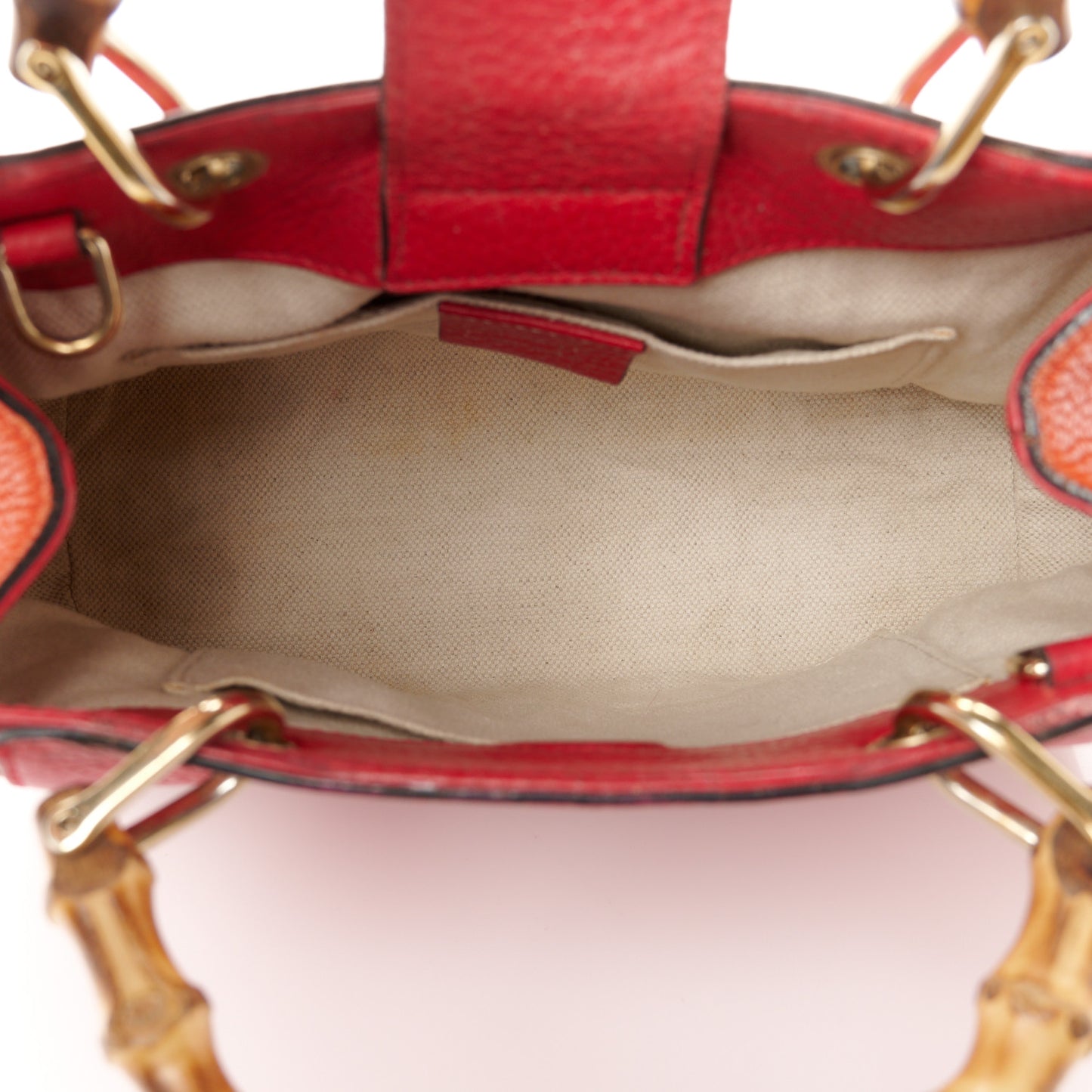 Calfskin Mini Bamboo Shopper Tote Fuchsia Orange