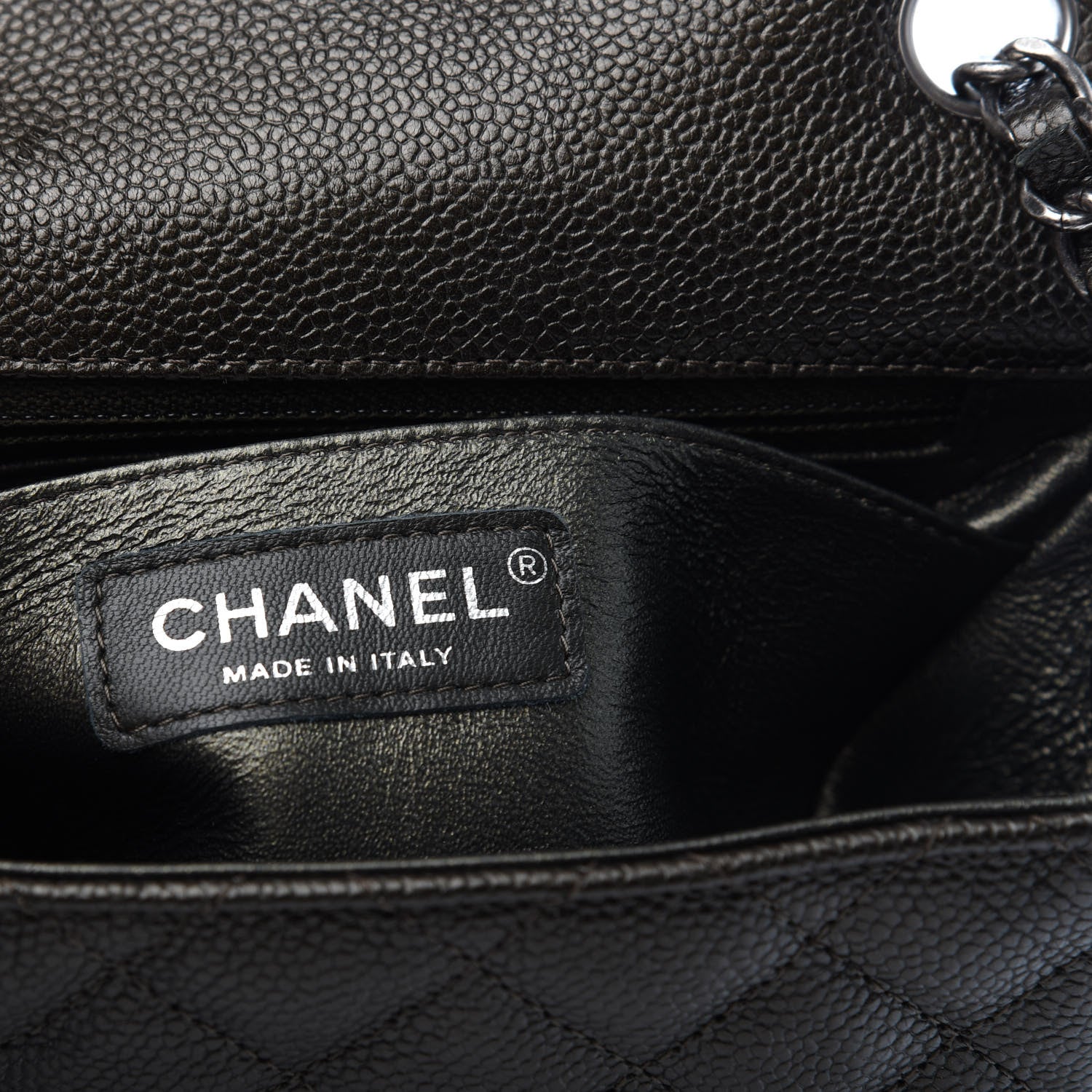 Chanel Metallic Caviar Quilted Mini Square Flap Dark Charcoal 6 of 9