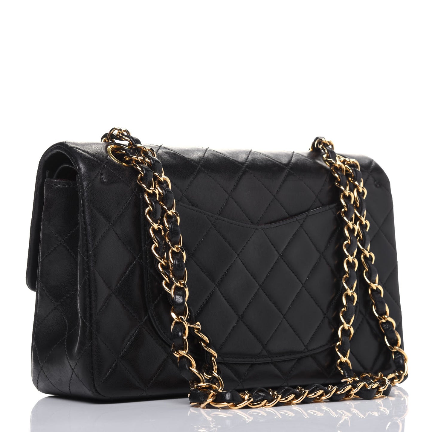 Lambskin Quilted Small Double Flap Black