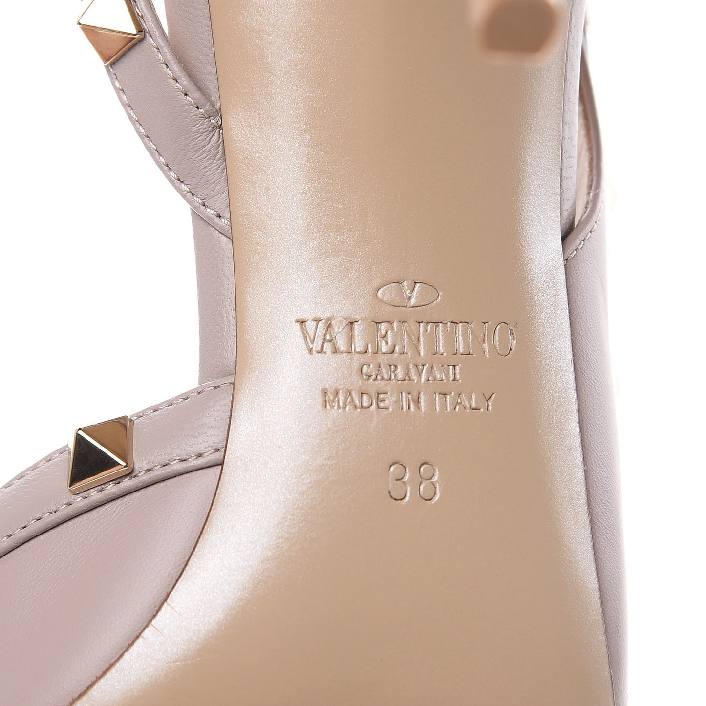 Nappa Rockstud Half D'Orsay Slingback 85mm Pumps 38 Poudre
