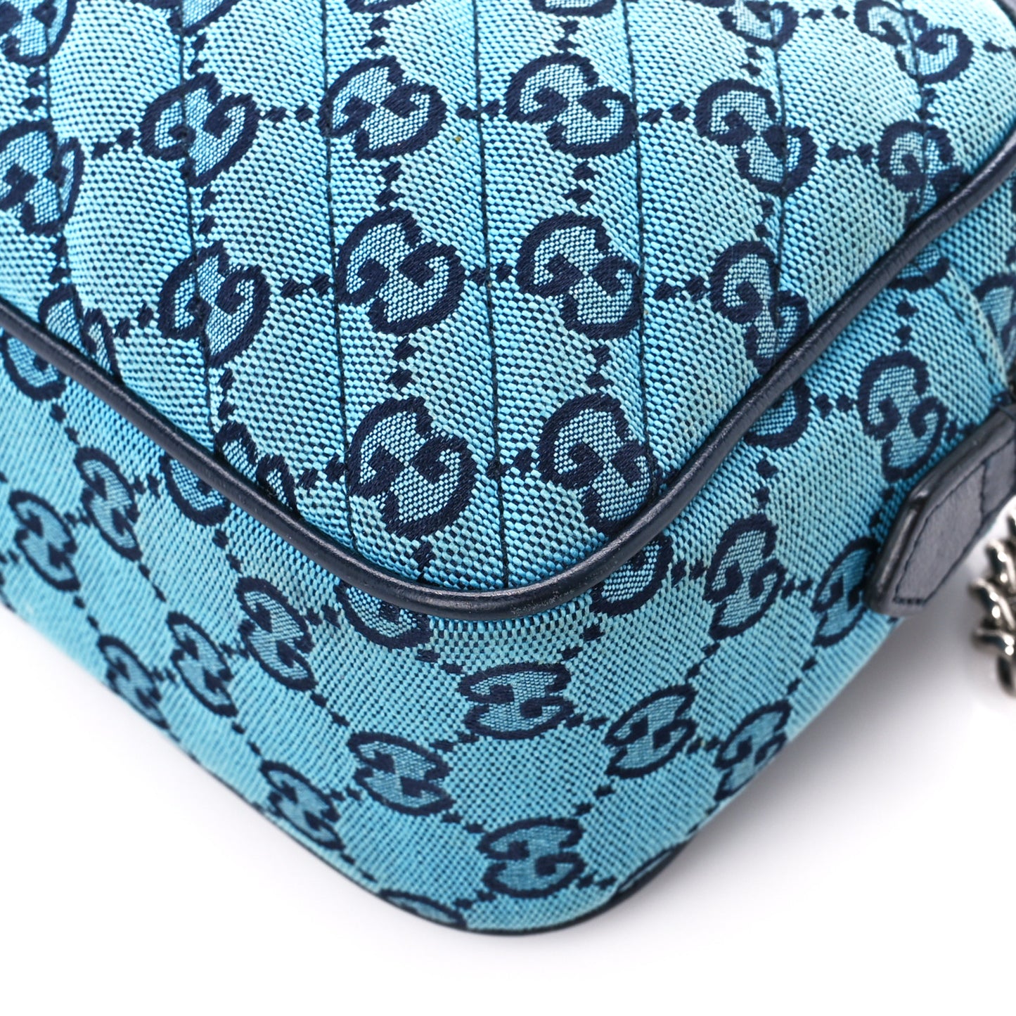 Monogram Multicolor Matelasse Diagonal Small GG Marmont Chain Shoulder Bag Light Blue