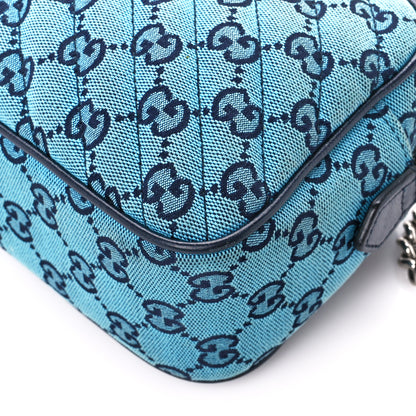 Gucci Monogram Multicolor Matelasse Diagonal Small GG Marmont Chain Shoulder Bag Light Blue 11 of 11