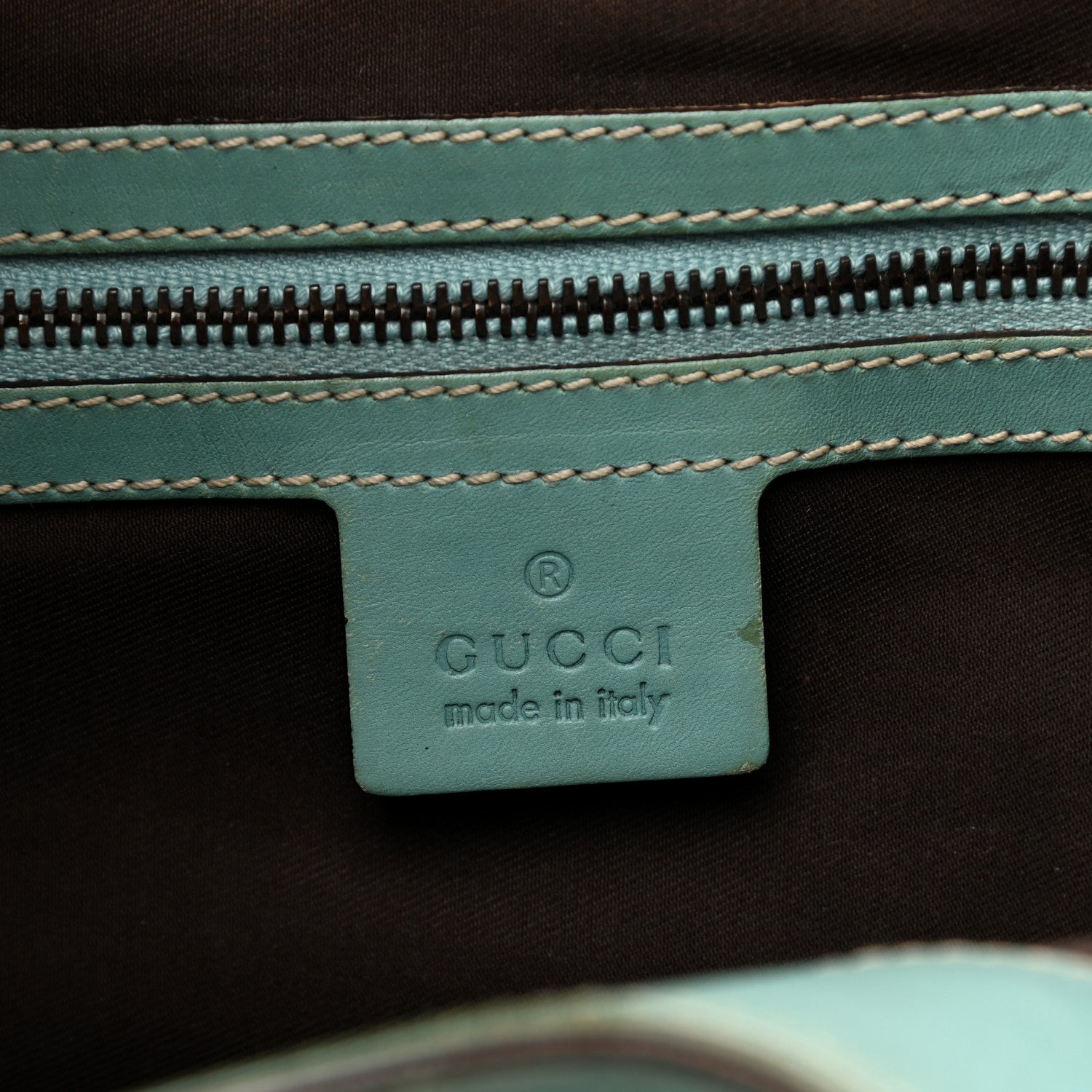 Gucci Calfskin Monogram Web Bardot Turquoise 5 of 19