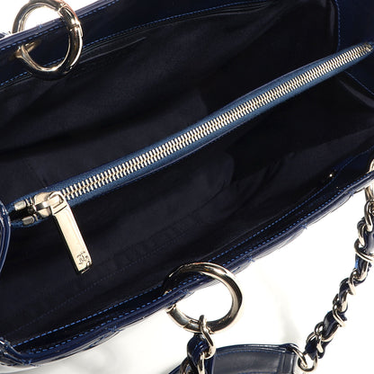 Chanel Quilted Patent Grand Shopping Tote GST Navy Blue 5 of 8