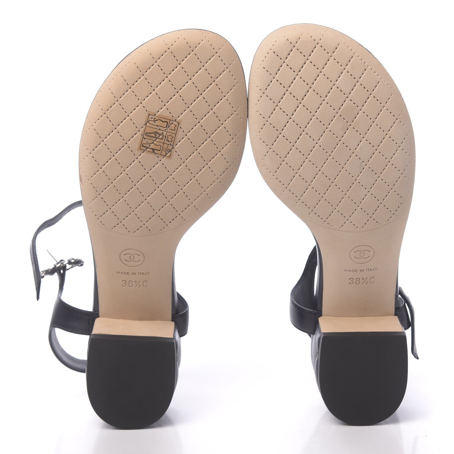 Chanel Lambskin Chain CC Logo Thong Sandals 38.5 Navy 5 of 10
