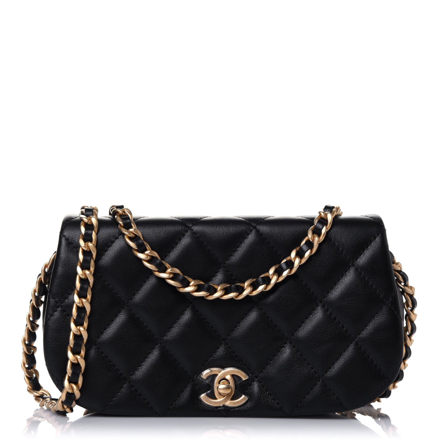 Chanel Calfskin Quilted Coco Mail Clutch With Chain Black 1 of 14