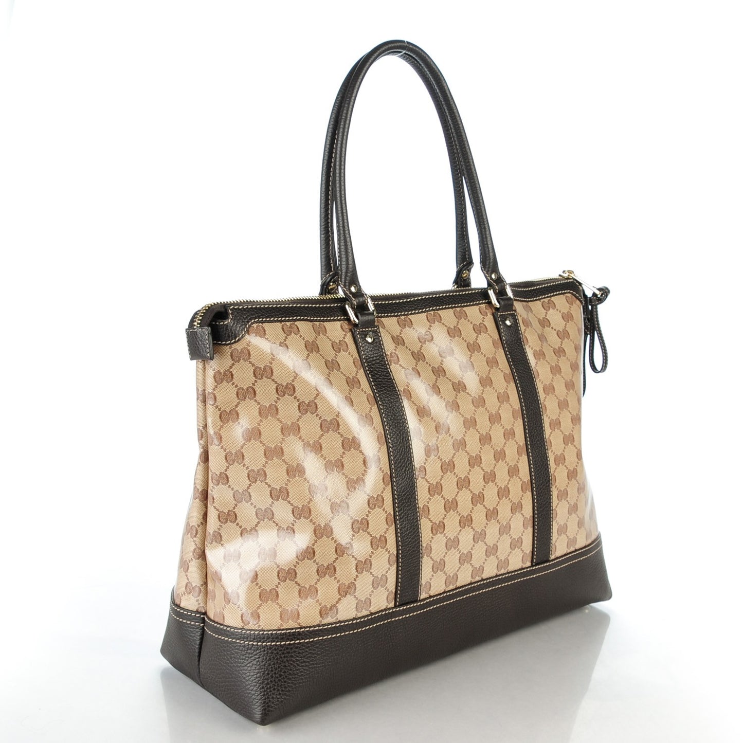 Crystal Monogram Calfskin Large Business Tote Brown