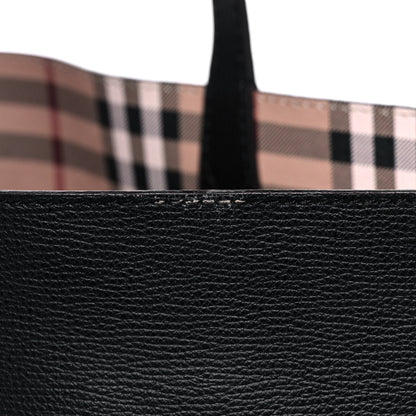 Burberry Grainy Calfskin Haymarket Check Medium Reversible Tote Black 21 of 22