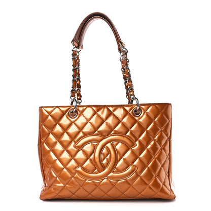 Chanel Metallic Patent Quilted Grand Shopping Tote GST Bronze 1 of 12