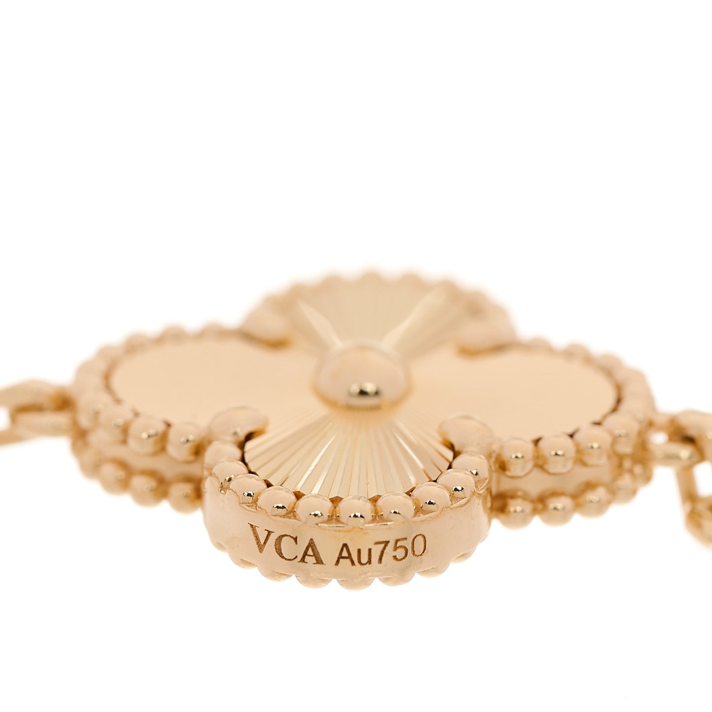 18K Yellow Gold 5 Motifs Guilloche Vintage Alhambra Bracelet
