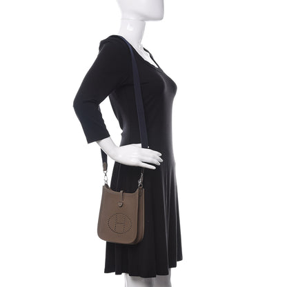 Hermes Taurillon Clemence Amazone Evelyne TPM Etoupe Bleu Indigo 2 of 10