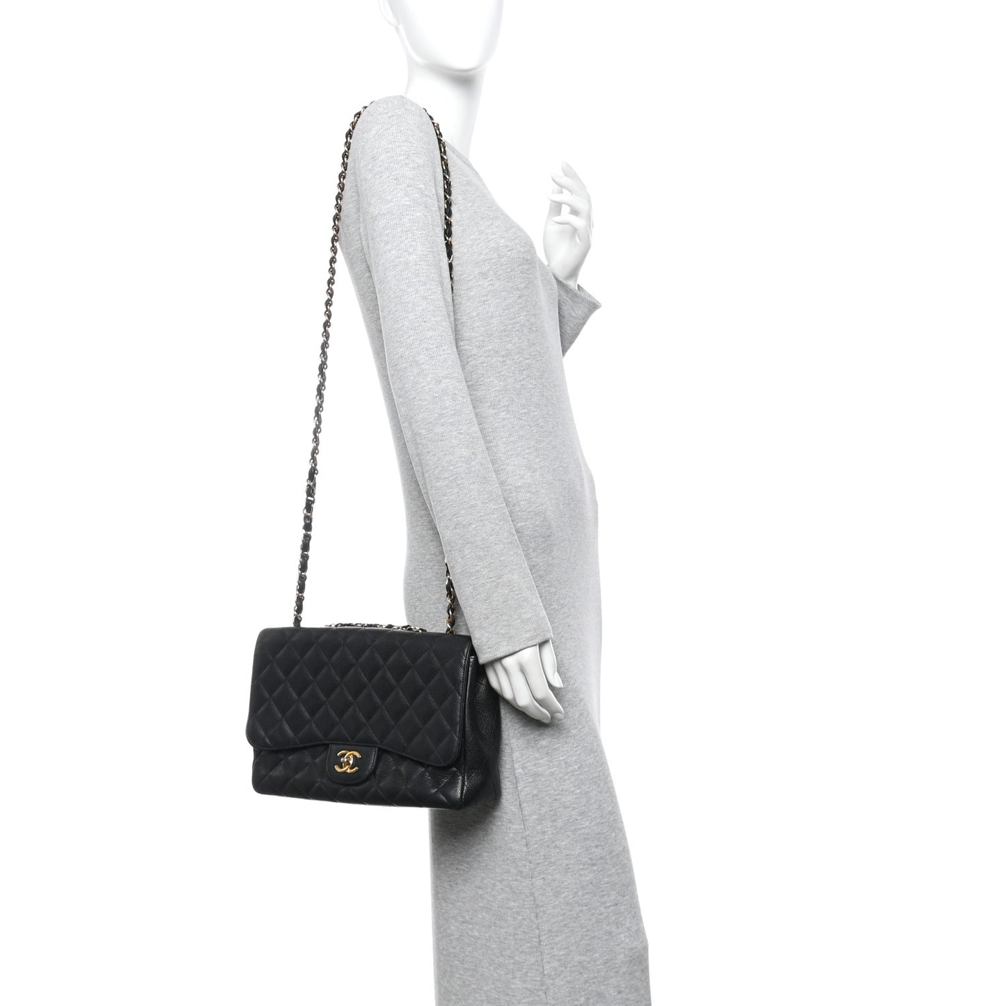 Caviar Quilted Jumbo Single Flap Black