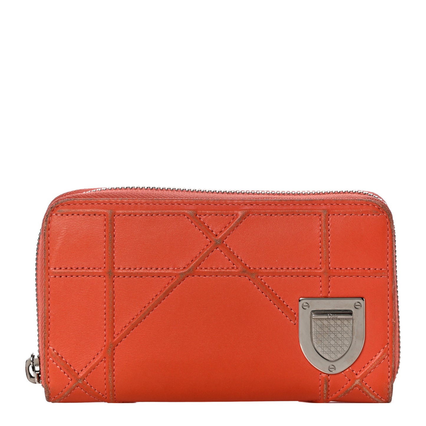 Calfskin Cannage Medium Diorama Voyageur Wallet Orange