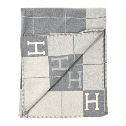 Hermes Wool Cashmere Avalon III Blanket Ecru Gris Clair 2 of 4