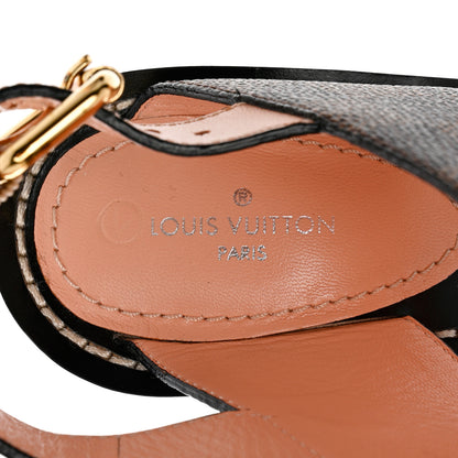 Louis Vuitton Calfskin Damier Ebene Passenger Heeled Sandals 37 7 of 9