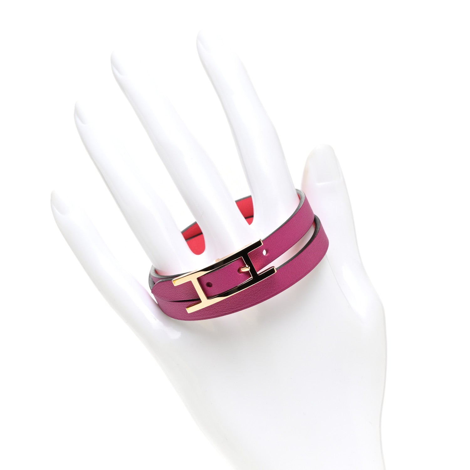 Hermes Swift Behapi Double Tour Bracelet T3 Rose Pourpre Rose Extreme 2 of 5