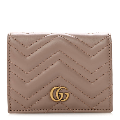 Gucci Calfskin Matelasse GG Marmont Card Case Wallet Porcelain Rose Porcelain Rose 1 of 8
