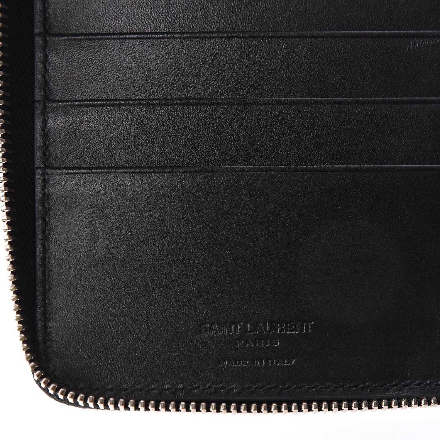 Saint Laurent Calfskin Crocodile Embossed Zip Around Continental Wallet Black 7 of 9