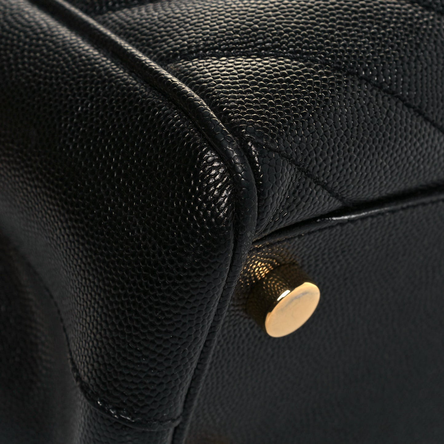 Grain De Poudre Matelasse Chevron Monogram Shopping Bag Black
