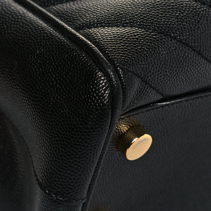Saint Laurent Grain De Poudre Matelasse Chevron Monogram Shopping Bag Black 6 of 11