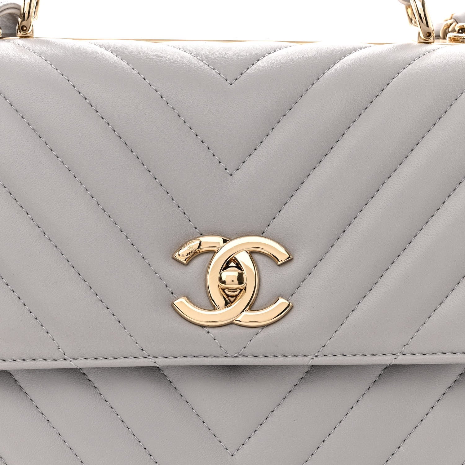 Chanel Lambskin Chevron Quilted Medium Trendy CC Dual Handle Flap Bag Grey 9 of 13