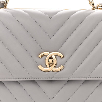 Chanel Lambskin Chevron Quilted Medium Trendy CC Dual Handle Flap Bag Grey 9 of 13