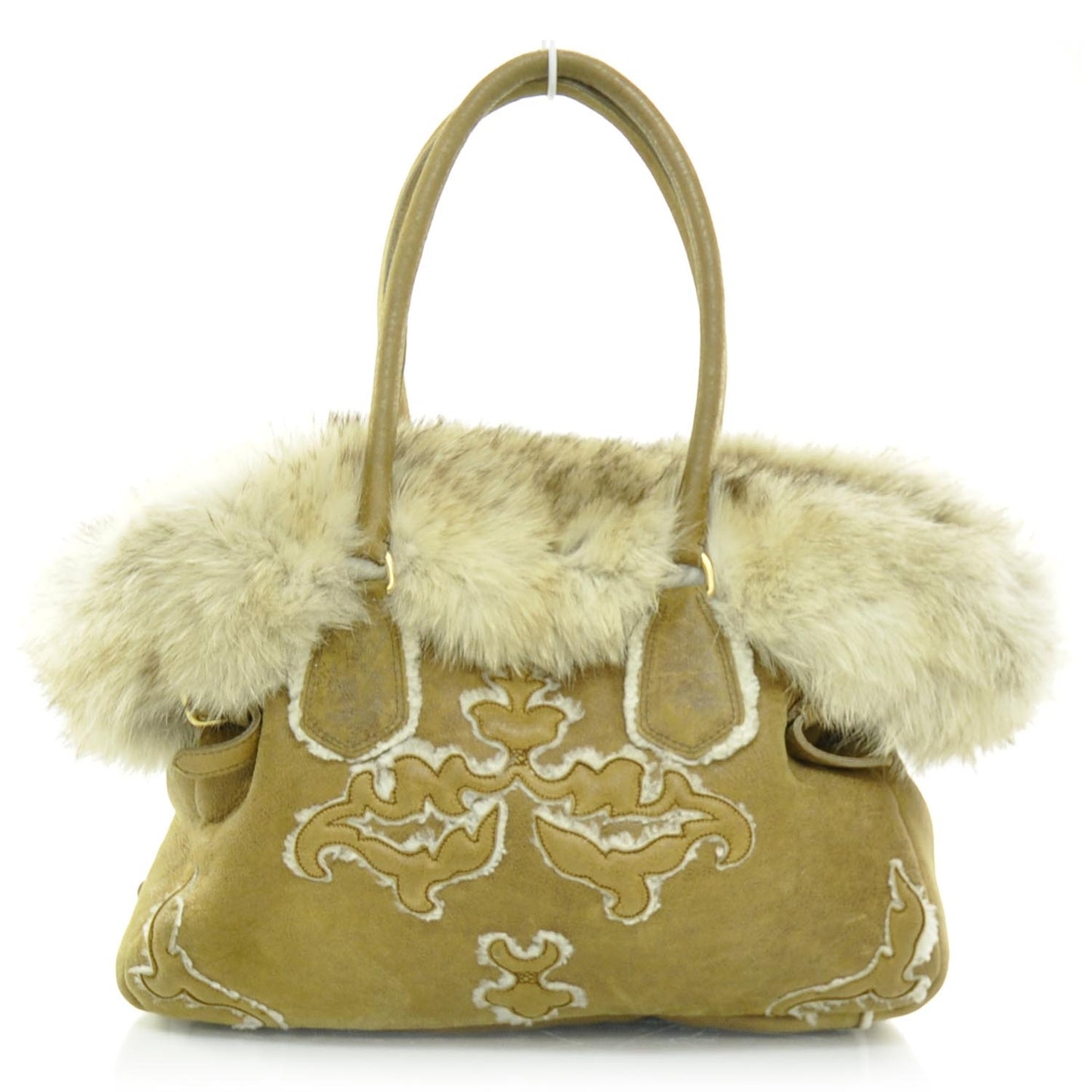 Shearling Fox Fur Trim Tote