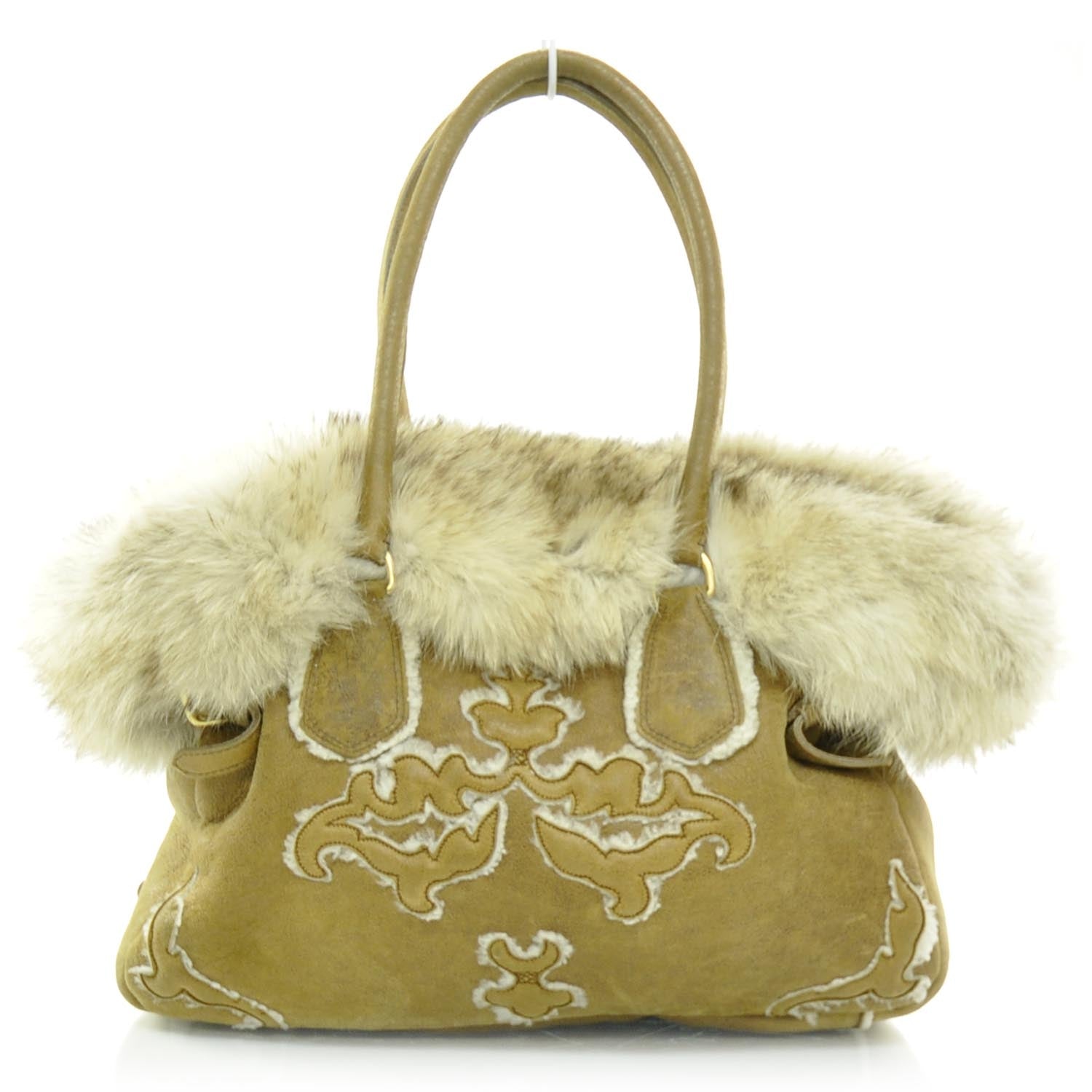 Prada Shearling Fox Fur Trim Tote 1 of 9