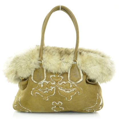 Prada Shearling Fox Fur Trim Tote 1 of 9