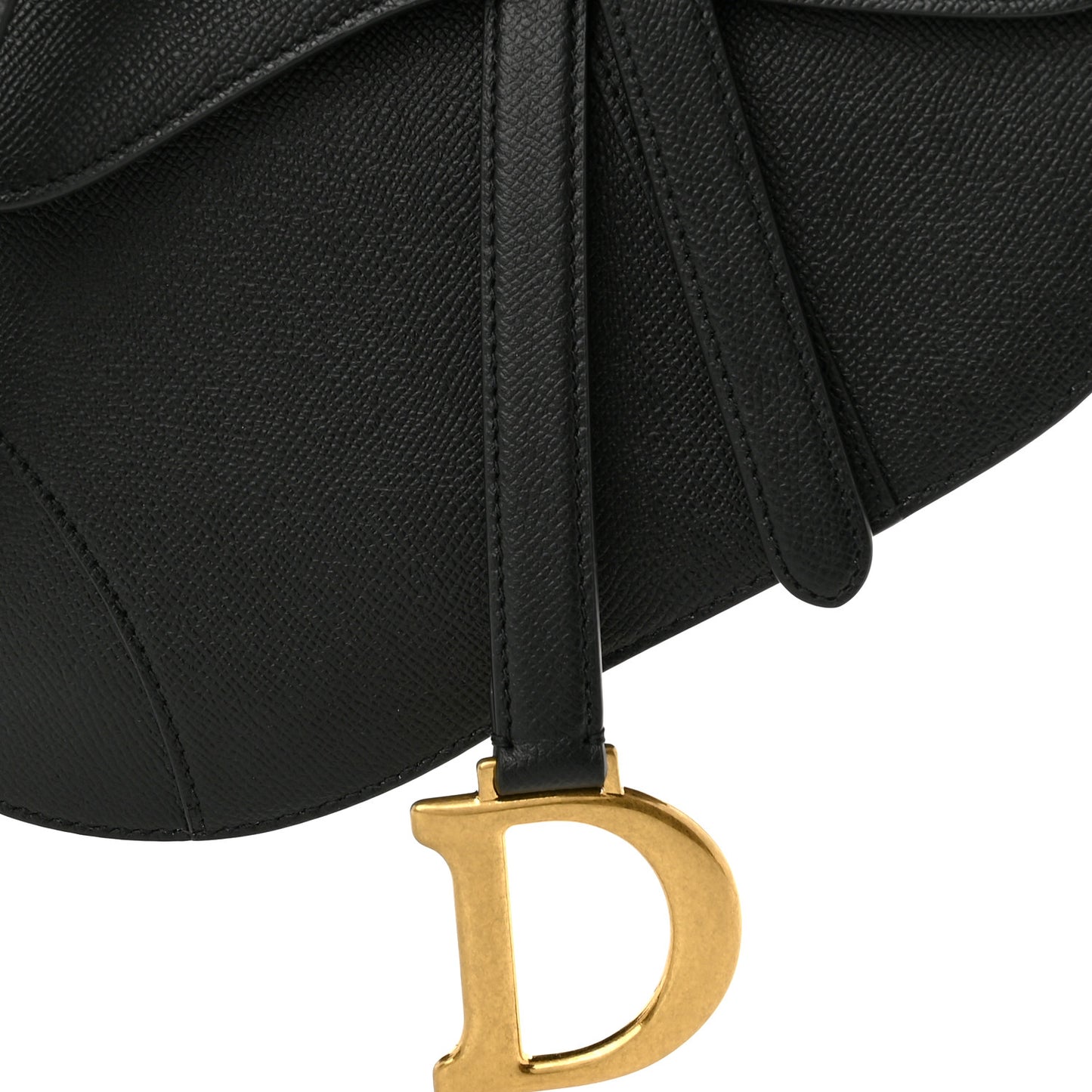 Grained Calfskin Saddle Bag With Strap Black