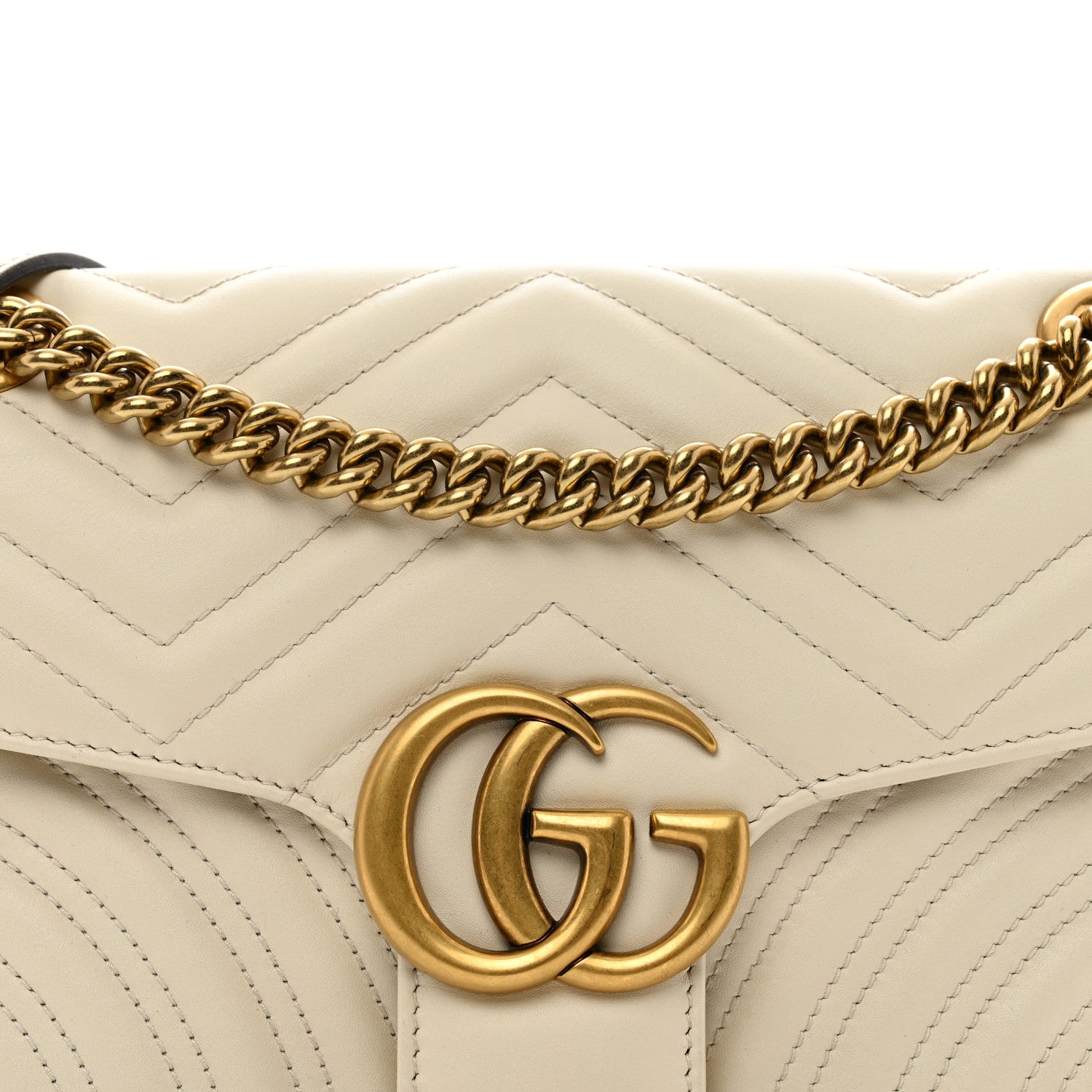 Gucci Calfskin Matelasse Small GG Marmont Shoulder Bag White 5 of 12