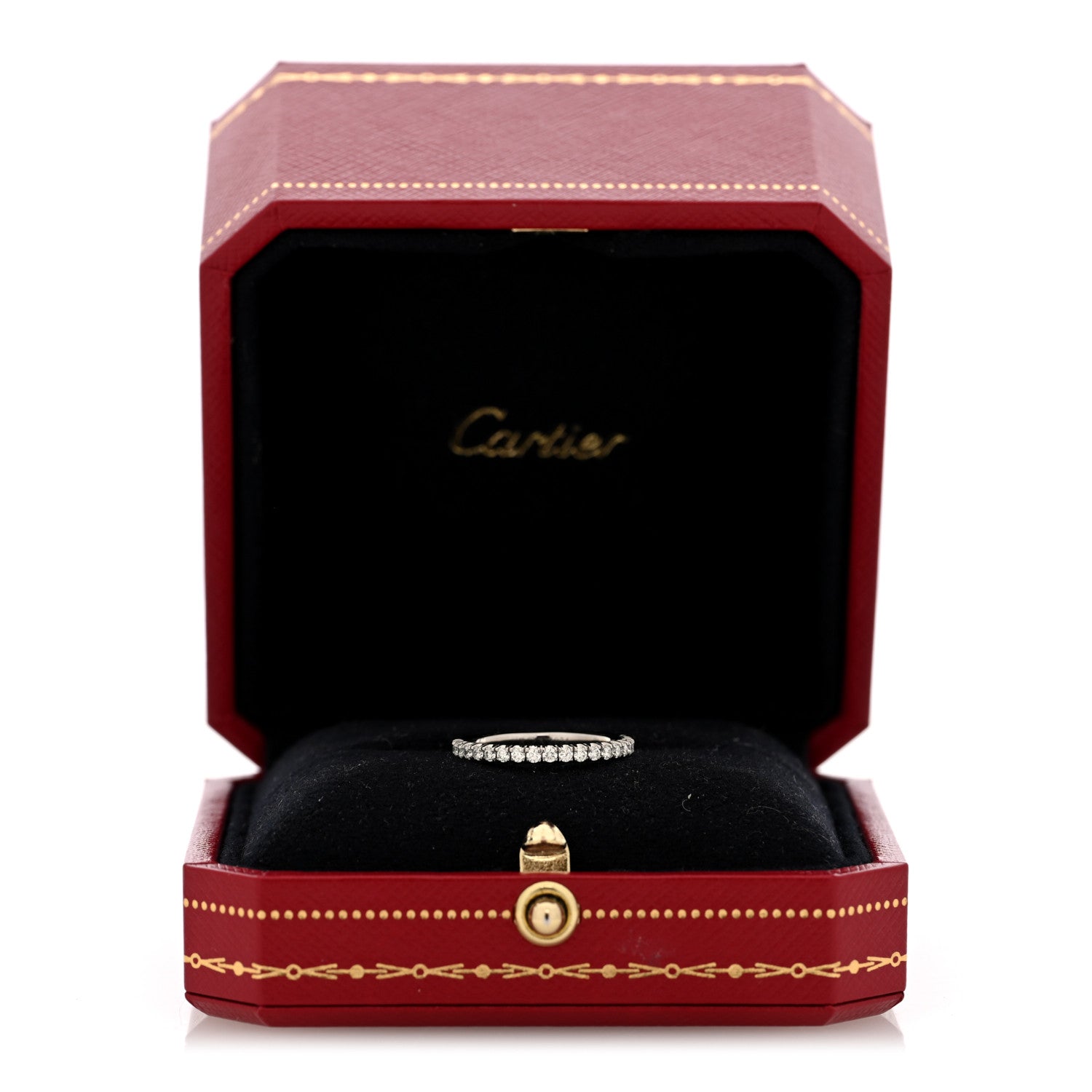 Cartier Platinum Diamond 2mm Half Eternity Wedding Band Ring 49 4.75 5 of 5